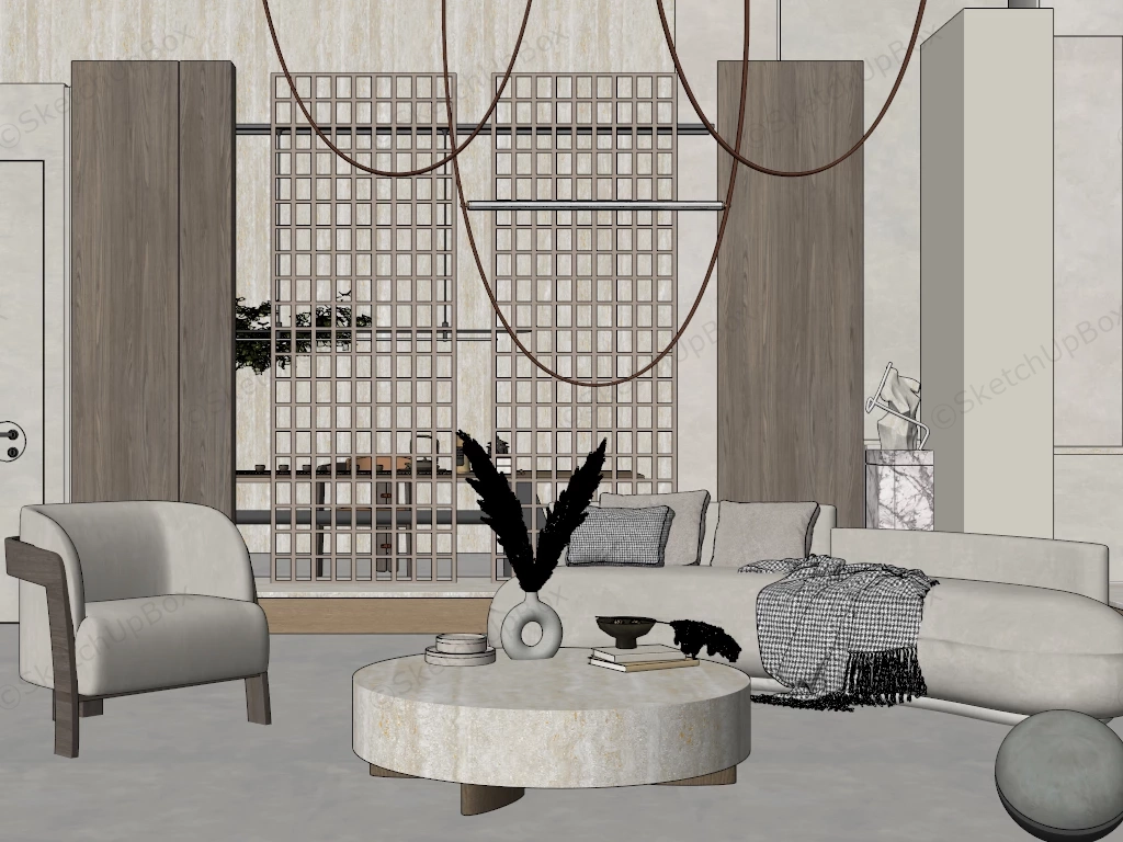 Asian Living Room Decor Ideas sketchup model preview - SketchupBox