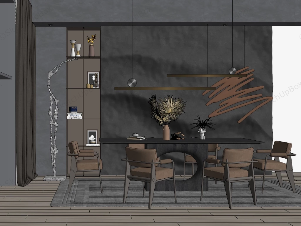 Gray Dining Room Design Ideas sketchup model preview - SketchupBox