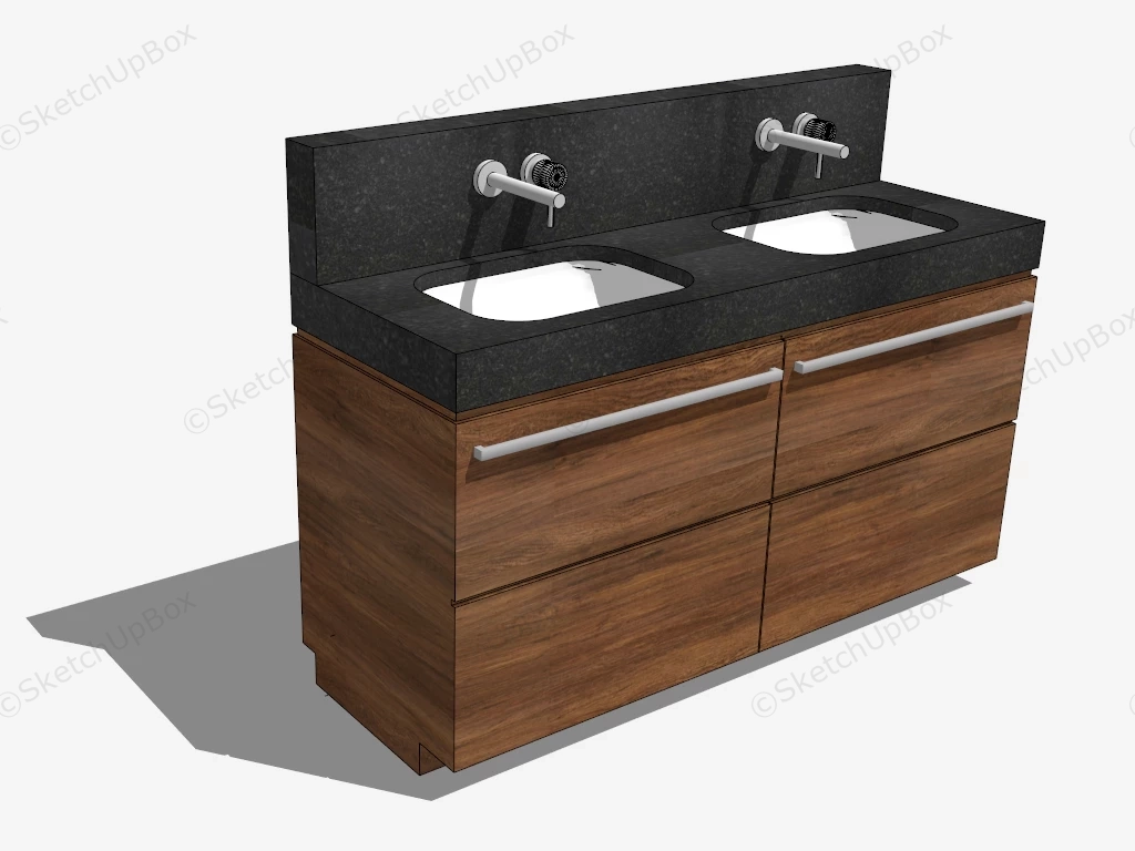 Double Sink Bathroom Vanity sketchup model preview - SketchupBox