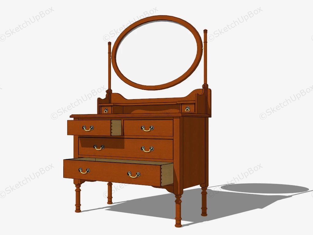 Vintage Makeup Vanity With Mirror sketchup model preview - SketchupBox