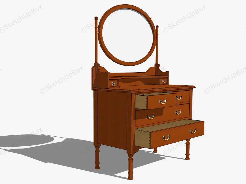 Vintage Makeup Vanity With Mirror sketchup model preview - SketchupBox