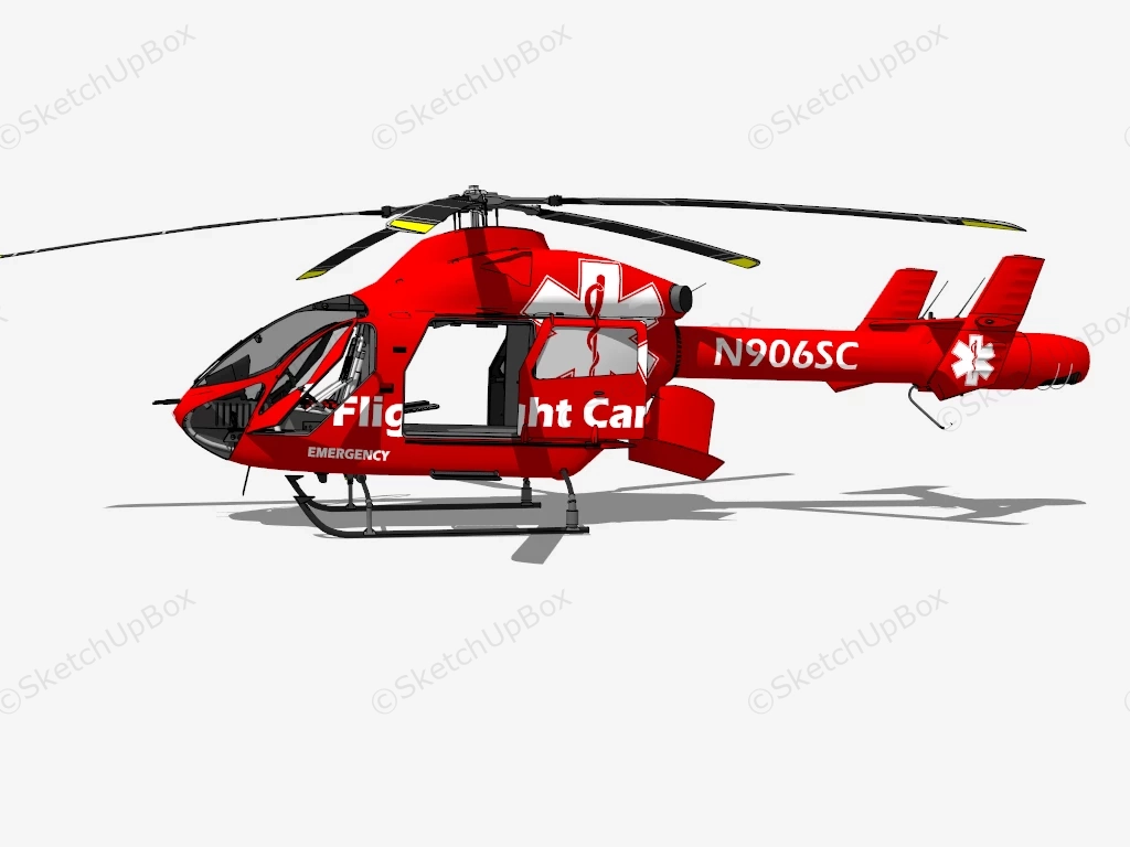 Red Emergency Helicopter sketchup model preview - SketchupBox