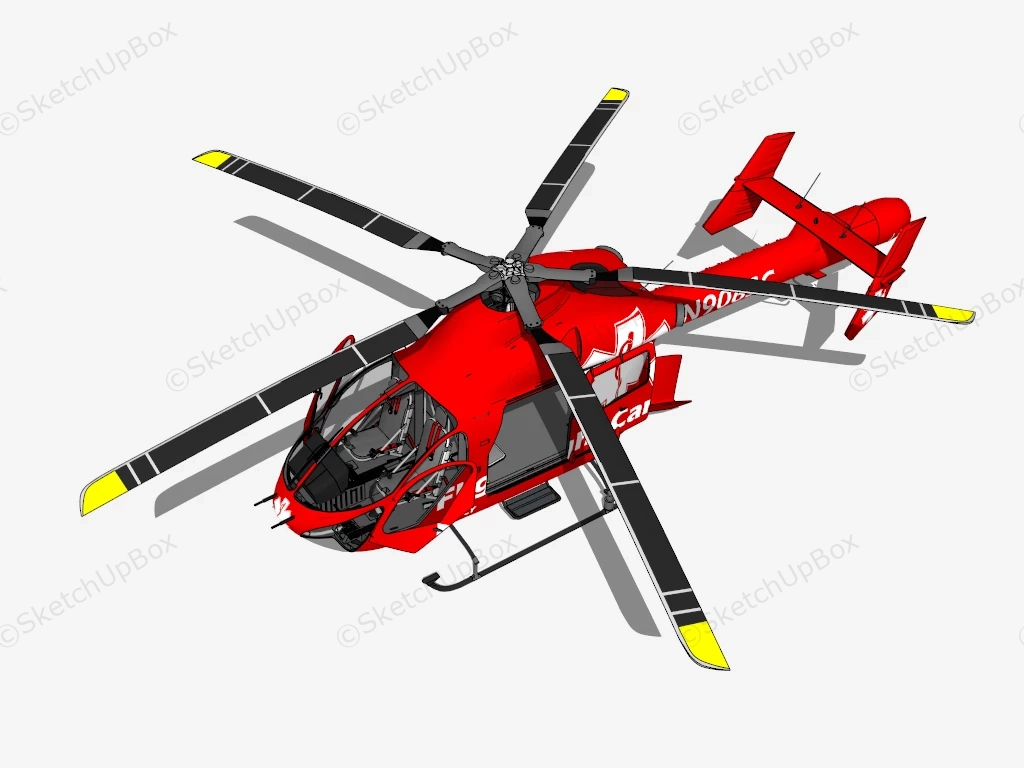 Red Emergency Helicopter sketchup model preview - SketchupBox