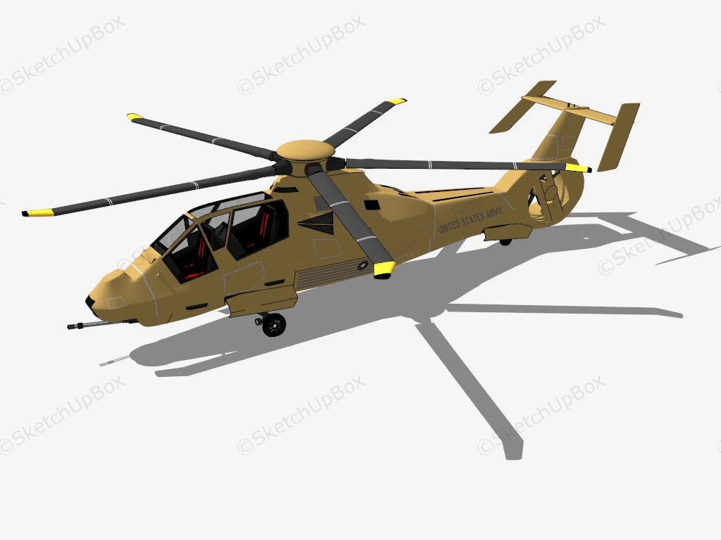 US Army Attack Helicopter sketchup model preview - SketchupBox