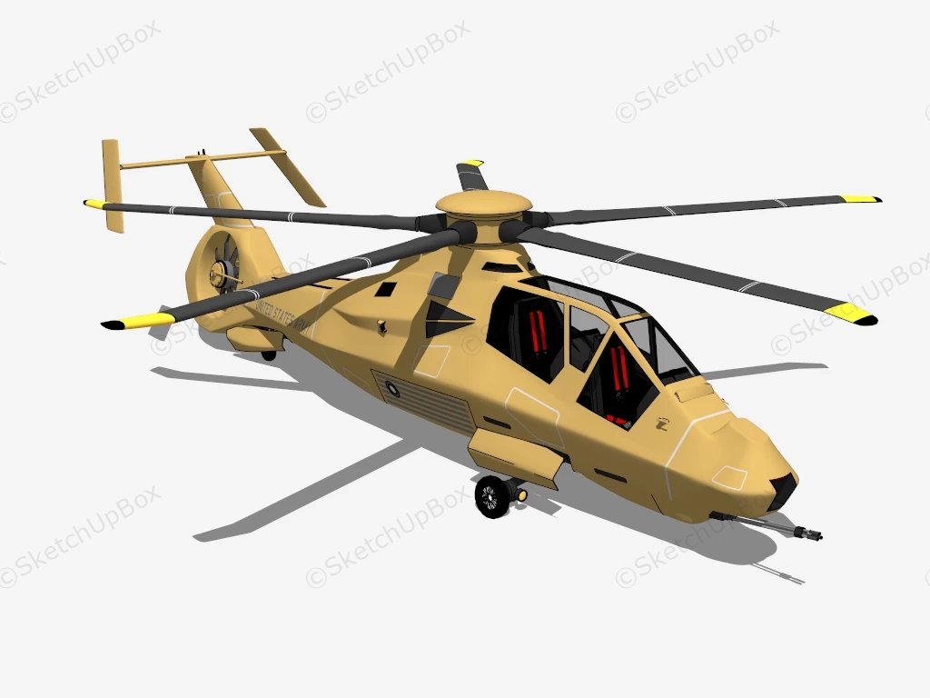 US Army Attack Helicopter sketchup model preview - SketchupBox