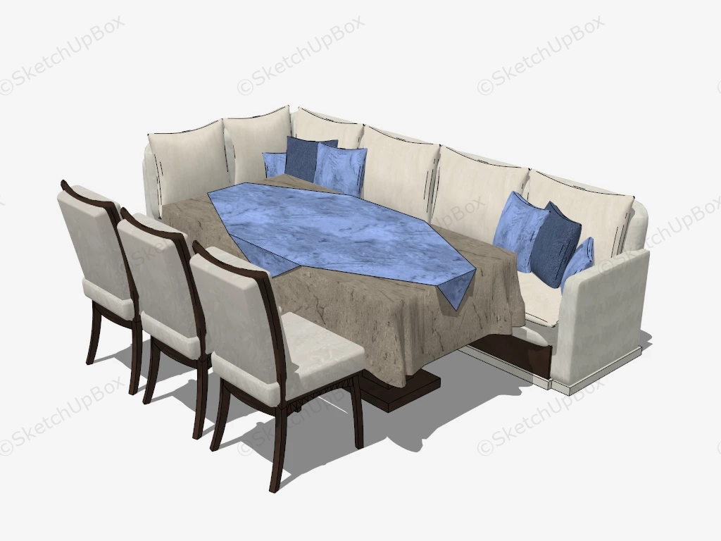 Booth Dining Room Set sketchup model preview - SketchupBox