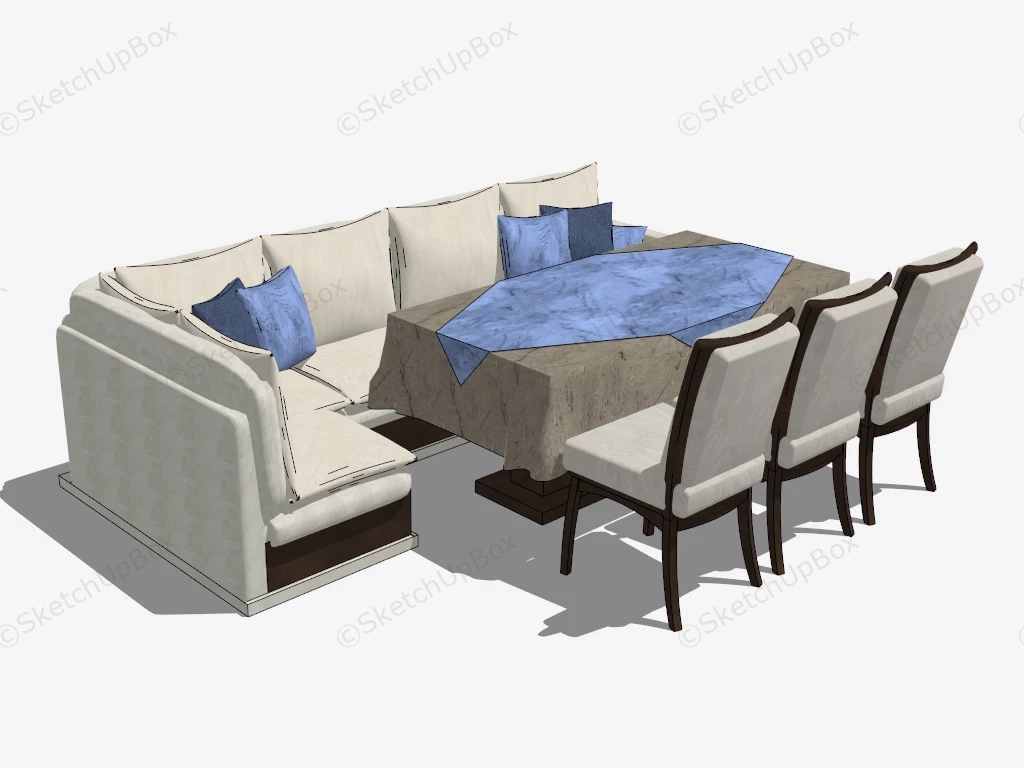 Booth Dining Room Set sketchup model preview - SketchupBox