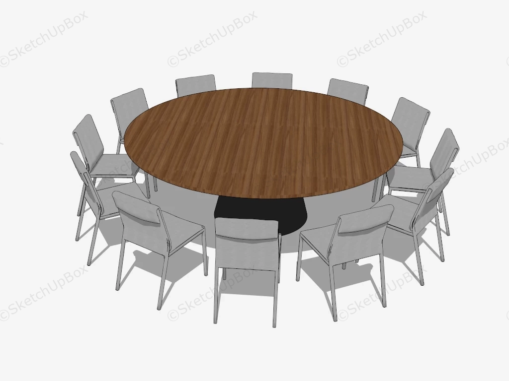 Round Banquet Table And Chairs sketchup model preview - SketchupBox