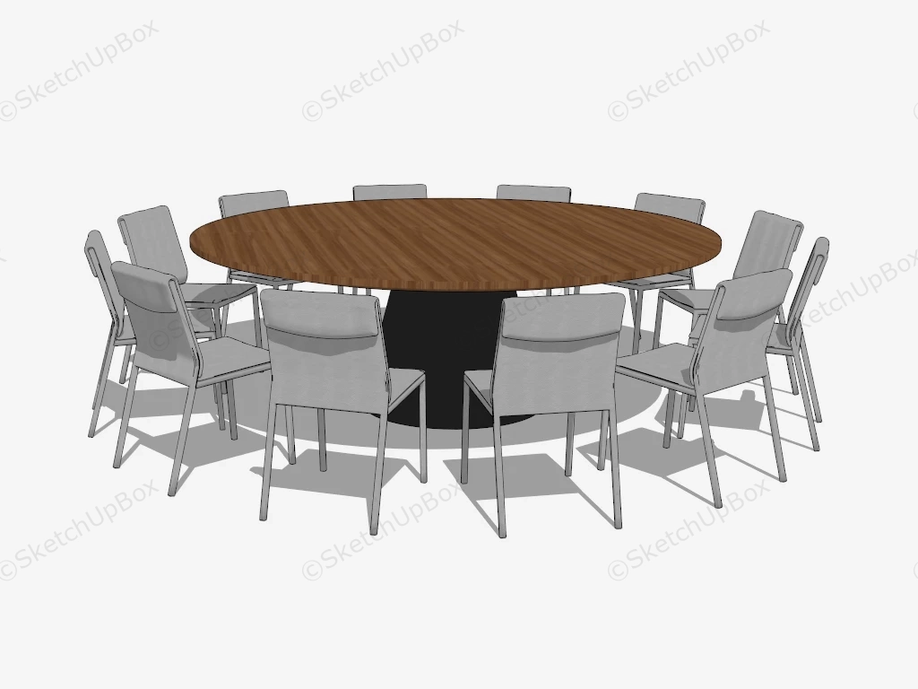 Round Banquet Table And Chairs sketchup model preview - SketchupBox