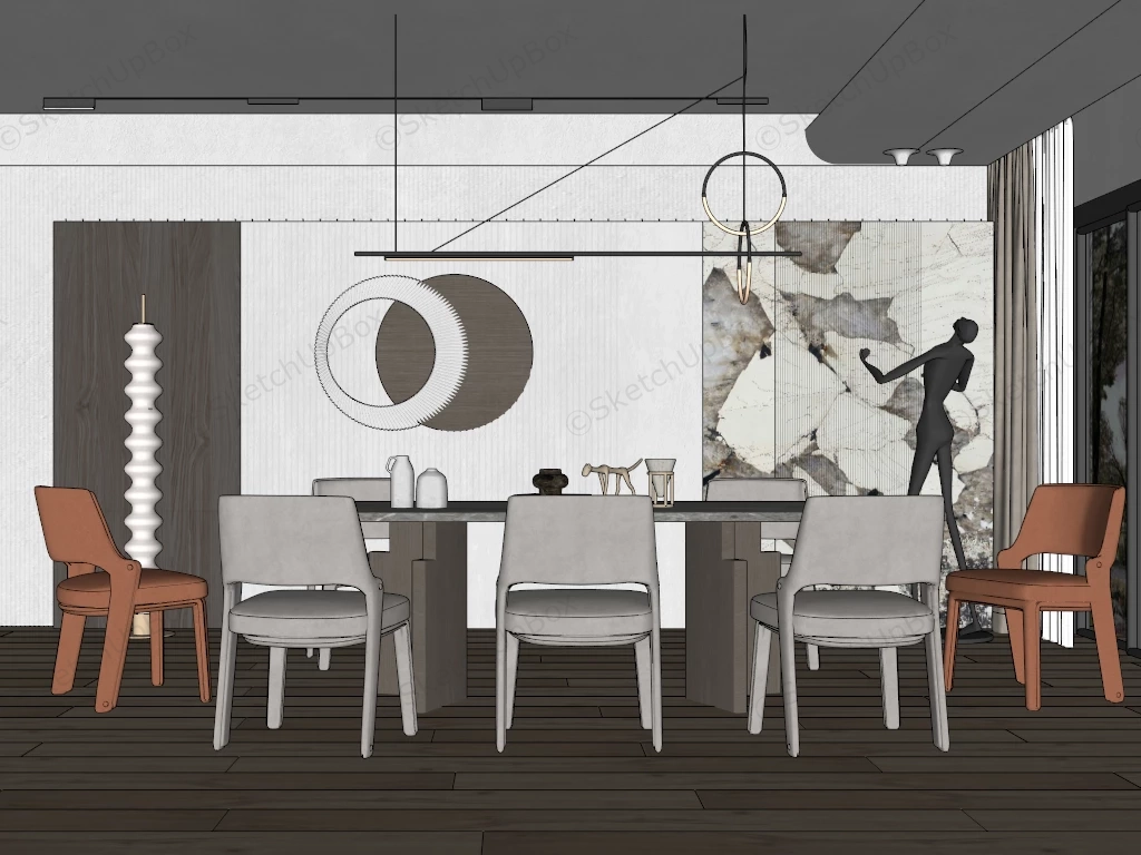 Modern Dining Room Ideas sketchup model preview - SketchupBox