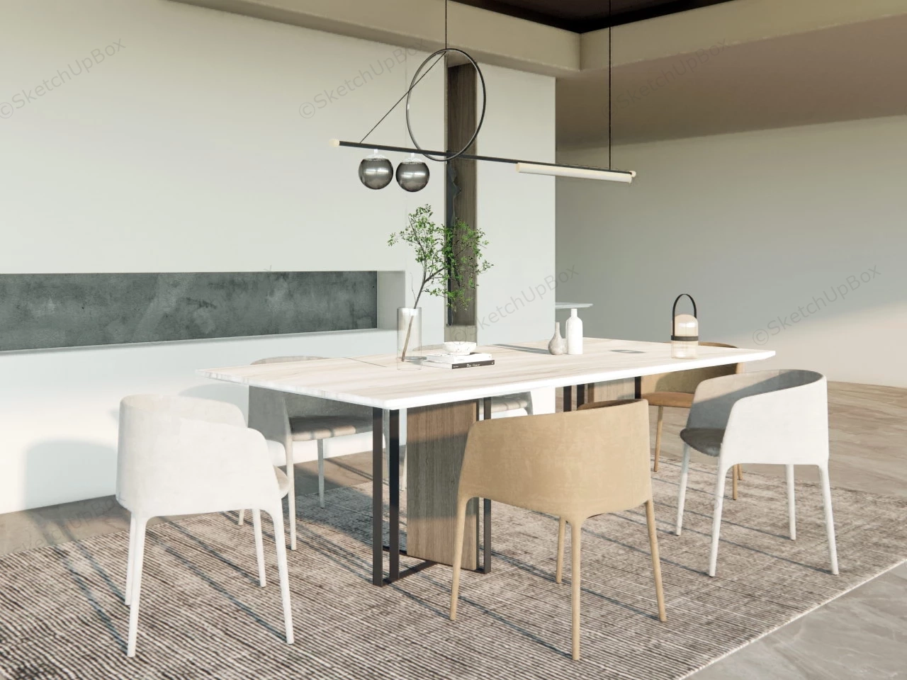 Modern Home Dining Room sketchup model preview - SketchupBox