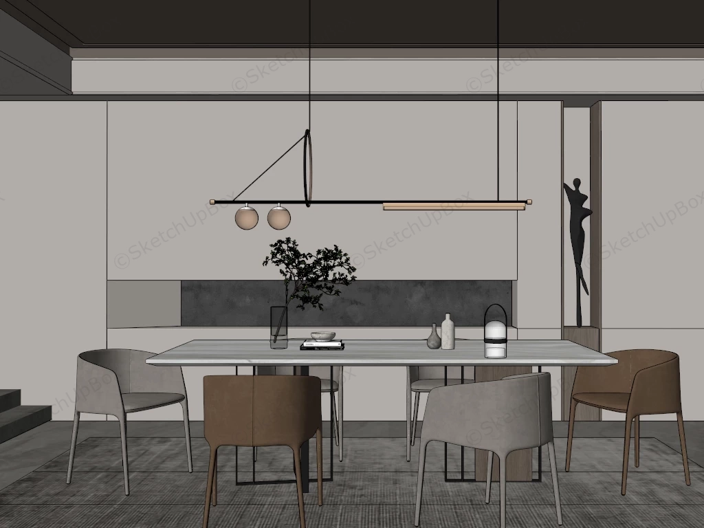 Modern Home Dining Room sketchup model preview - SketchupBox