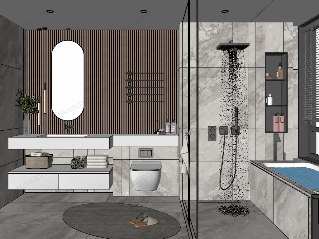 Bathroom With Shower Design sketchup model preview - SketchupBox