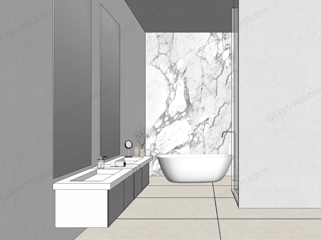 Bathroom With Shower And Bathtub sketchup model preview - SketchupBox