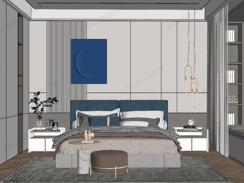 Contemporary Bedroom Interior Design sketchup model preview - SketchupBox