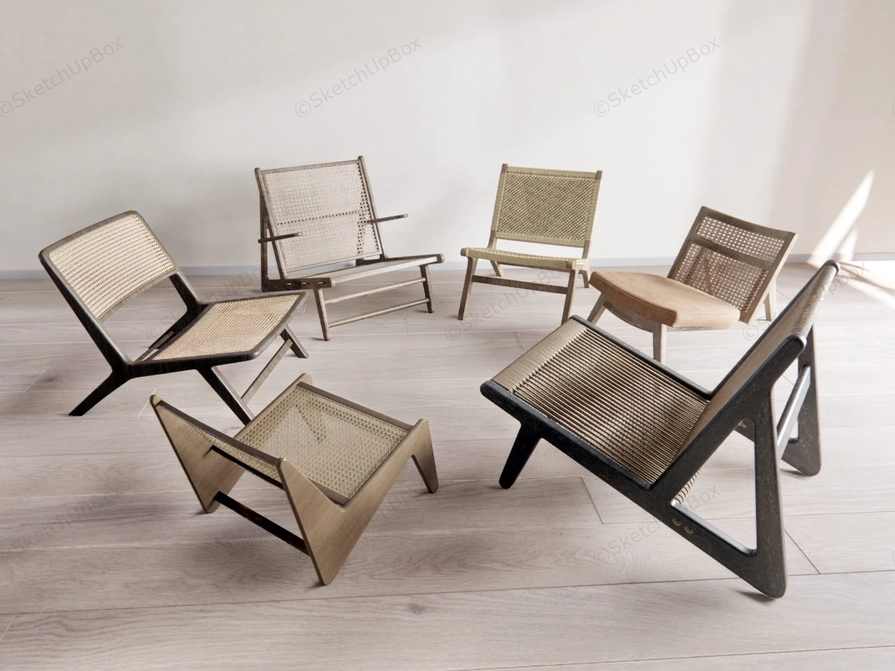 Rattan Lounge Chairs sketchup model preview - SketchupBox