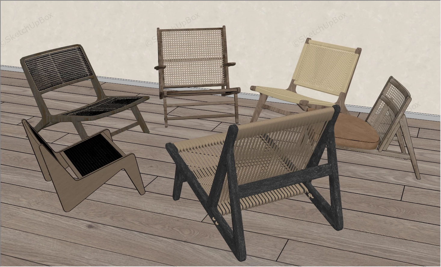 Rattan Lounge Chairs sketchup model preview - SketchupBox