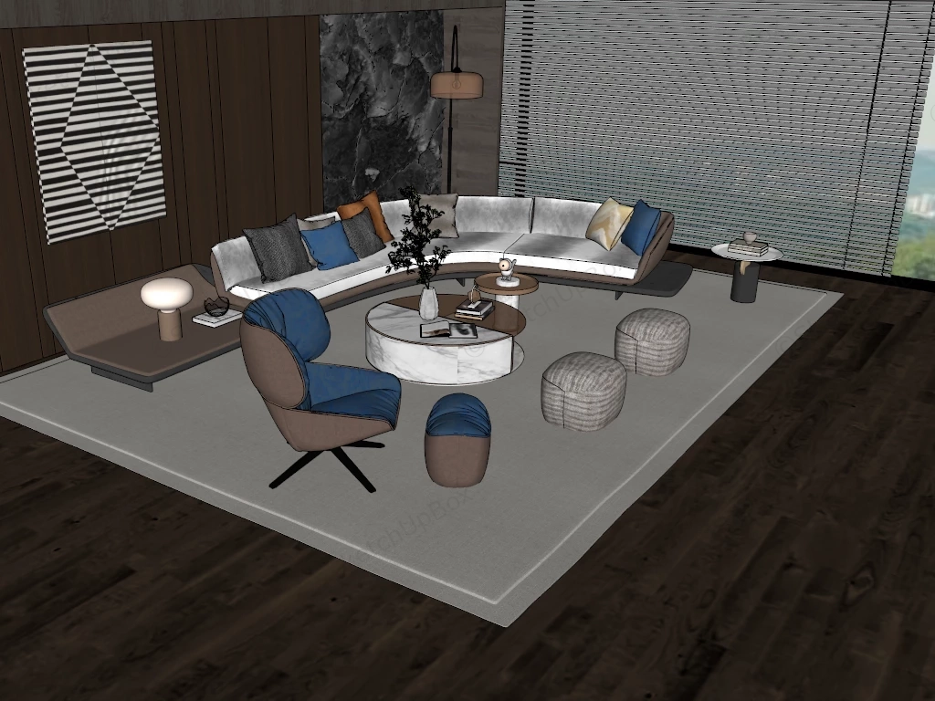 Casual Living Room Furniture Ideas sketchup model preview - SketchupBox