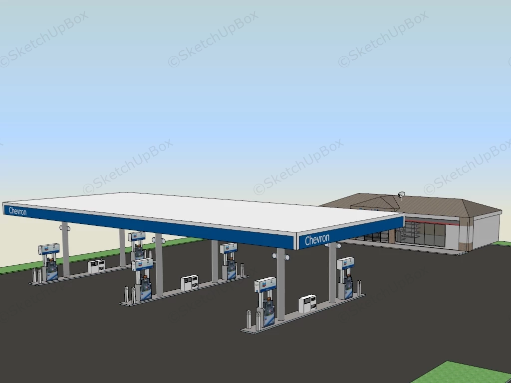 Chevron Gas Station sketchup model preview - SketchupBox