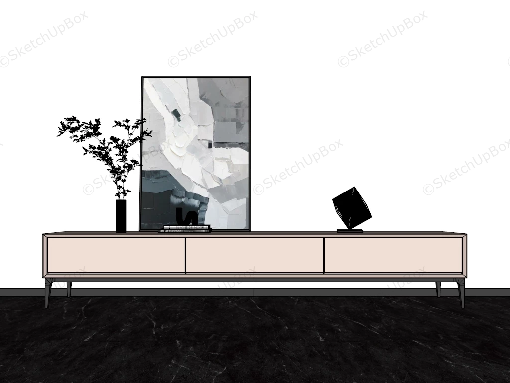 Low Profile Long TV Stand sketchup model preview - SketchupBox