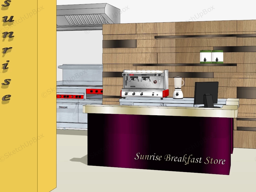 Sunrise Breakfast Store sketchup model preview - SketchupBox