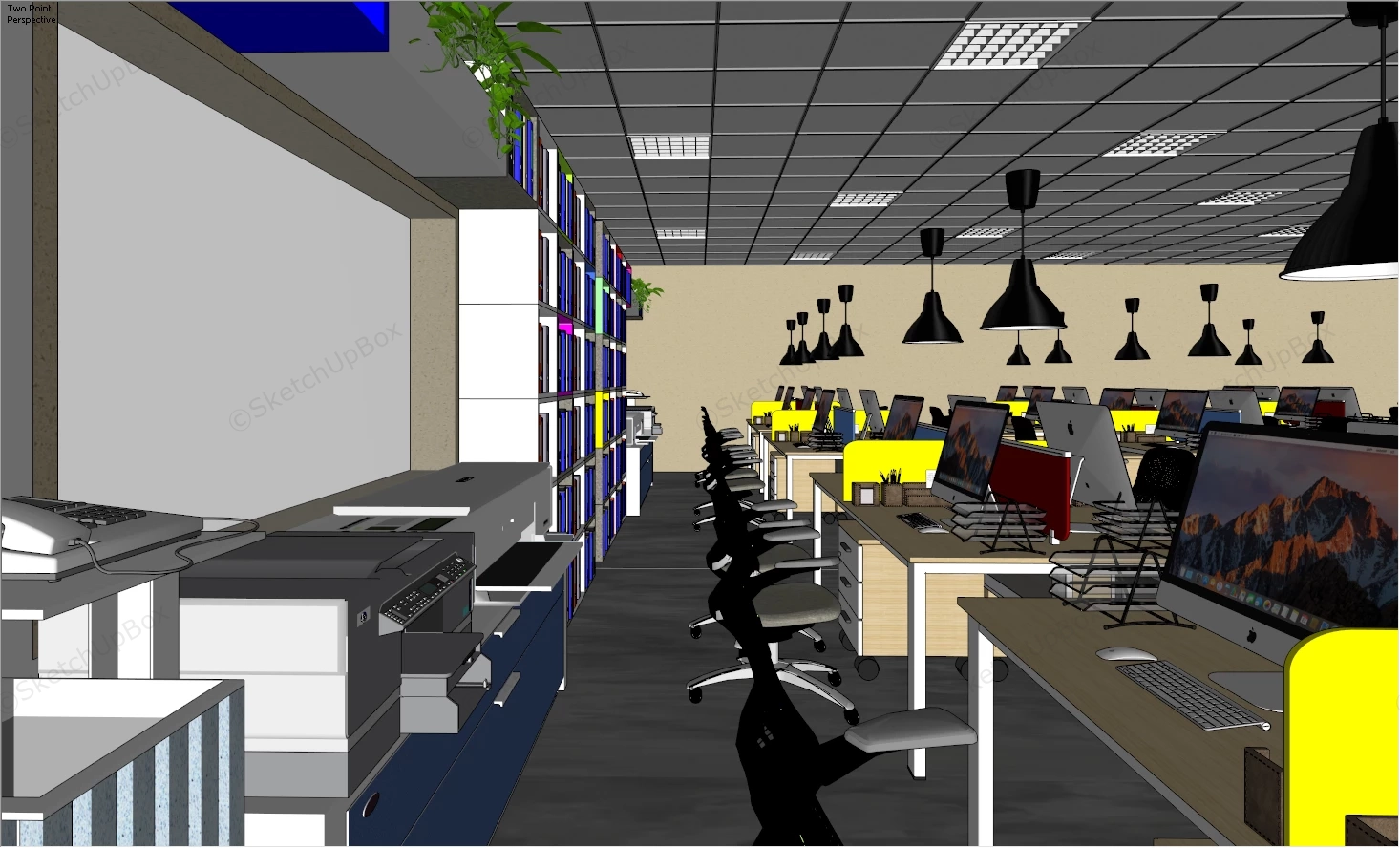 Open Office Workspace Idea sketchup model preview - SketchupBox