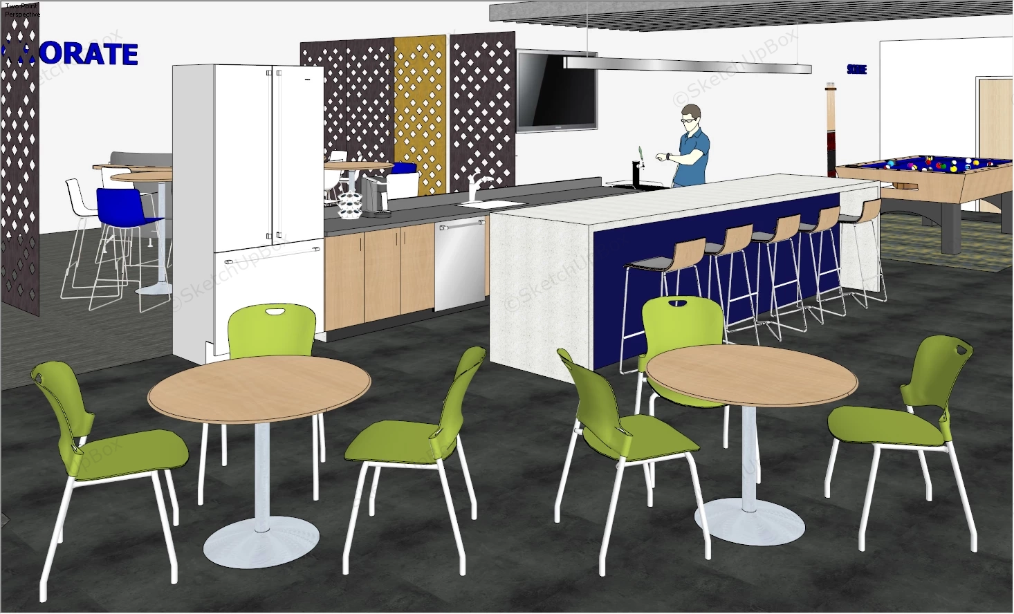 Break Room Design sketchup model preview - SketchupBox