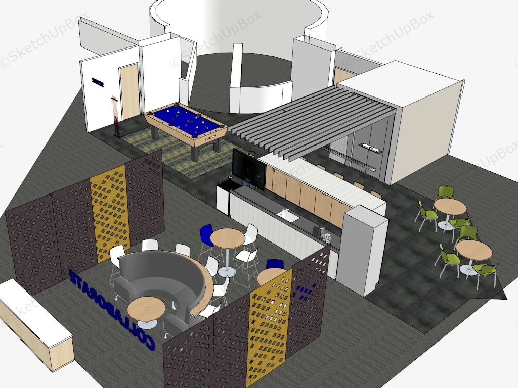 Break Room Design sketchup model preview - SketchupBox