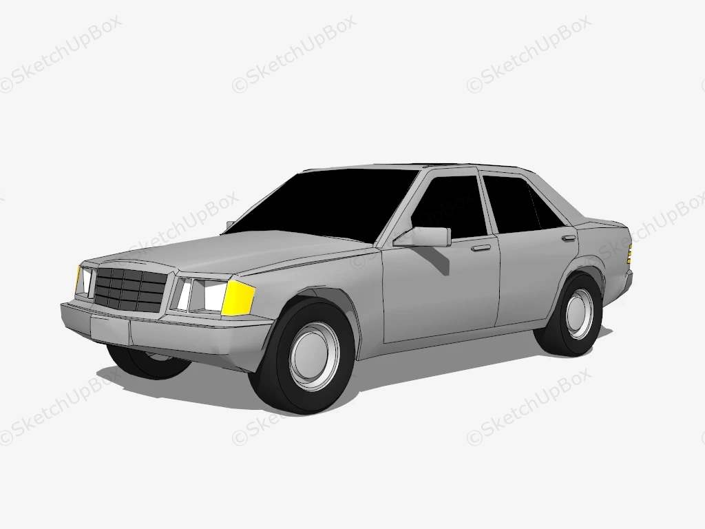 1987 Mercedes Benz W201 190E sketchup model preview - SketchupBox