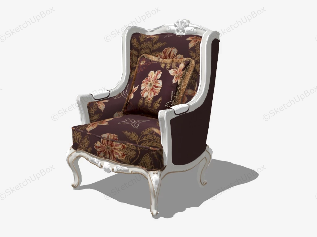 Antique French Style Armchair sketchup model preview - SketchupBox