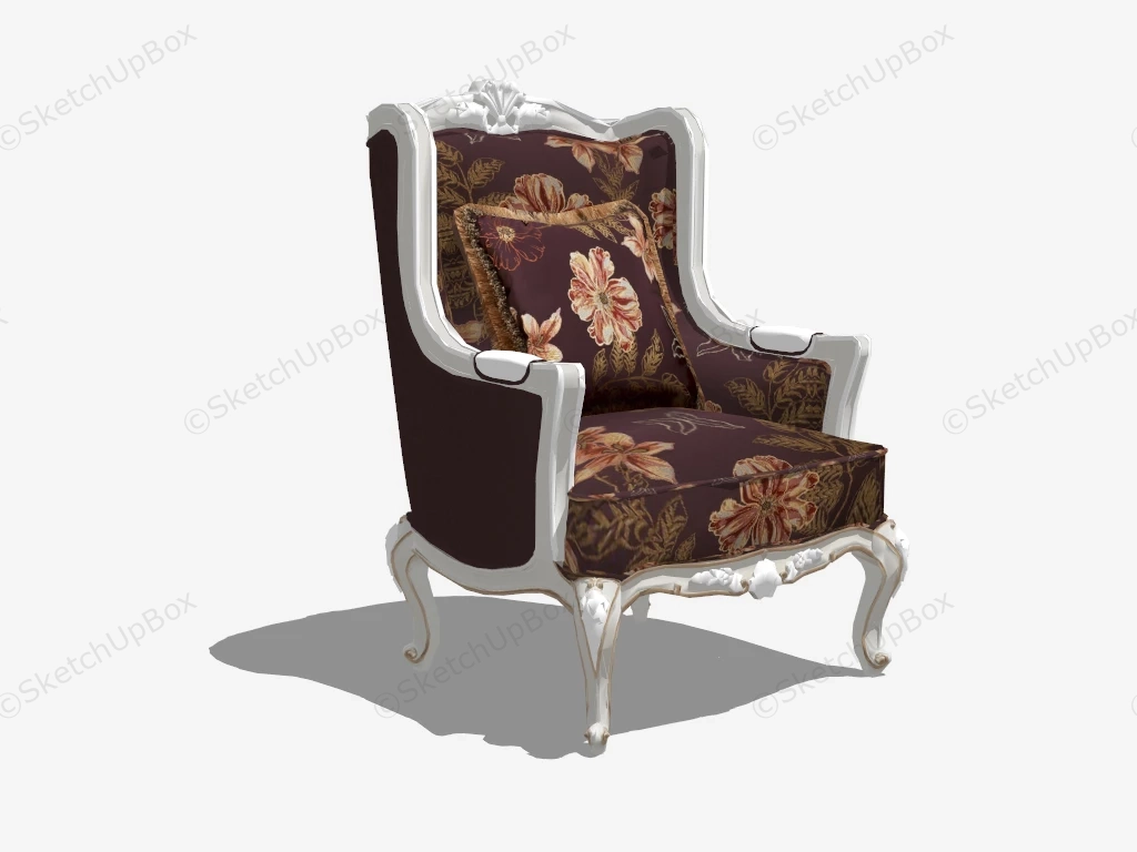 Antique French Style Armchair sketchup model preview - SketchupBox