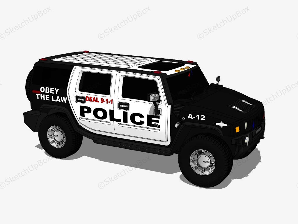 Hummer H2 Police Car sketchup model preview - SketchupBox