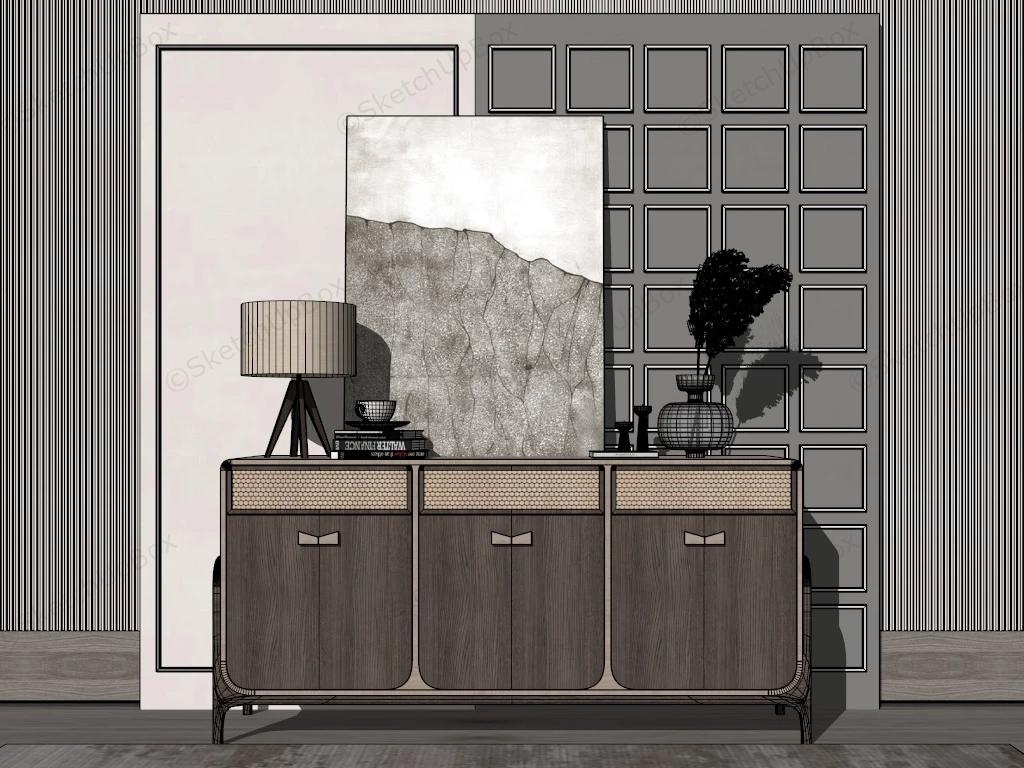 Entryway Cabinet & Accent Wall Ideas sketchup model preview - SketchupBox