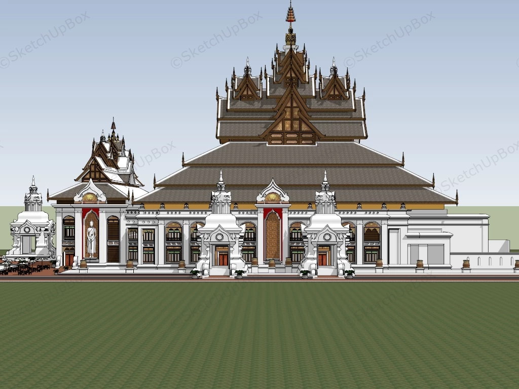 Thai Buddhist Temple Architecture sketchup model preview - SketchupBox