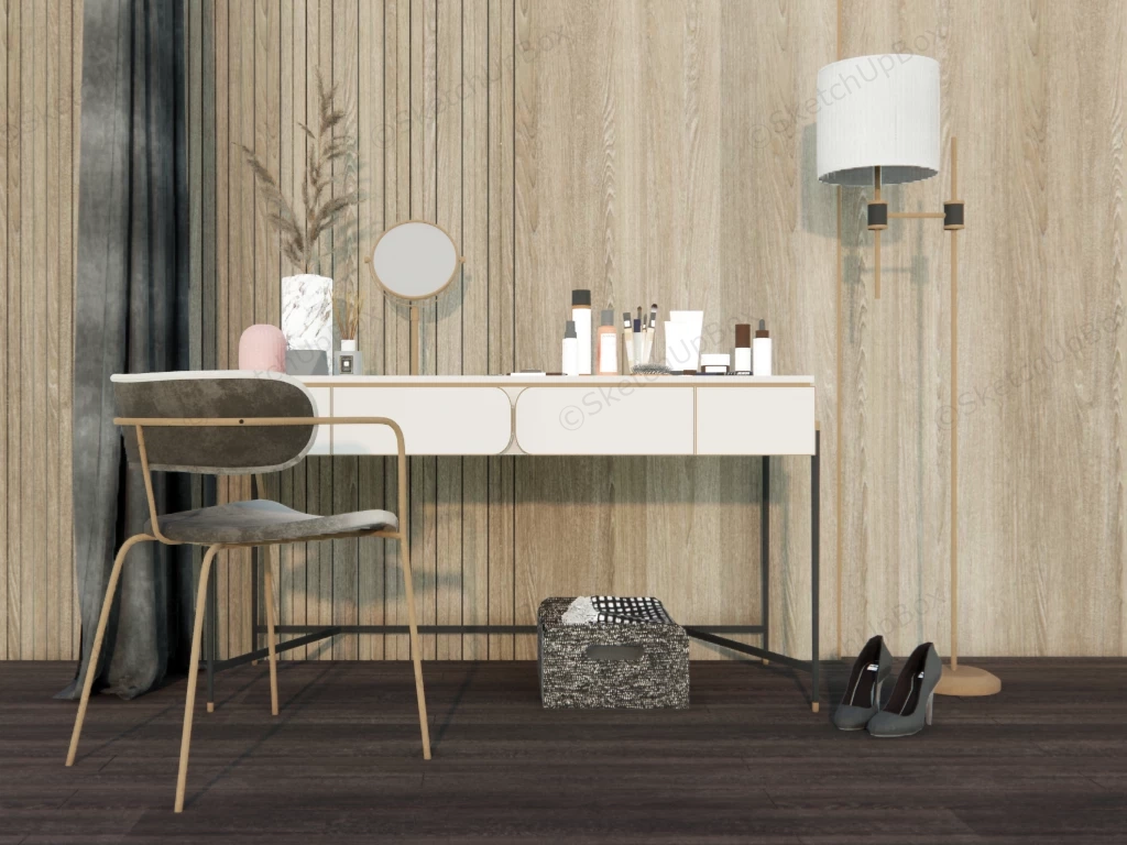 Mid Century Modern Makeup Vanity sketchup model preview - SketchupBox