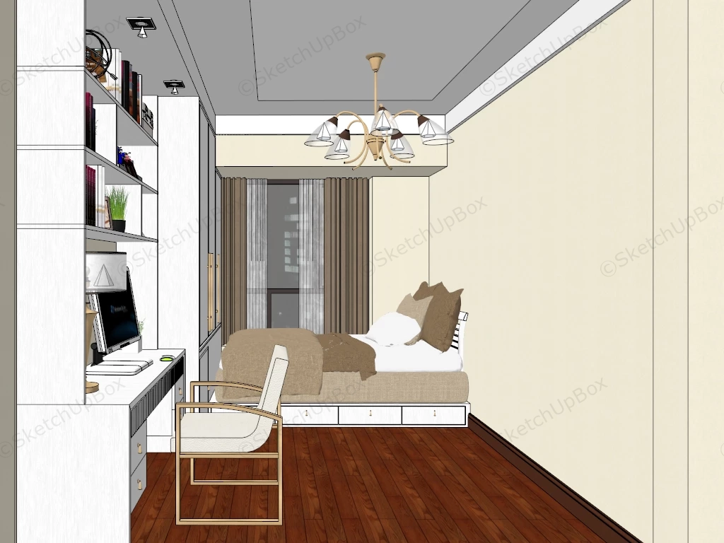 Small Kids Bedroom With Office Ideas sketchup model preview - SketchupBox