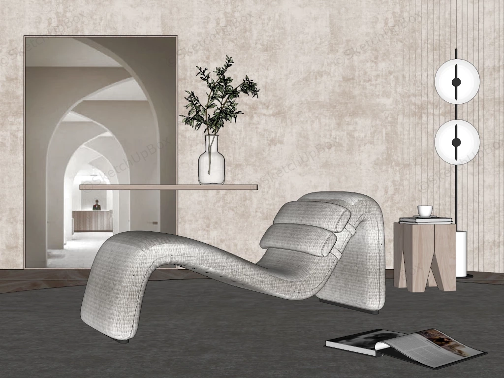 Contemporary Chaise Longue sketchup model preview - SketchupBox