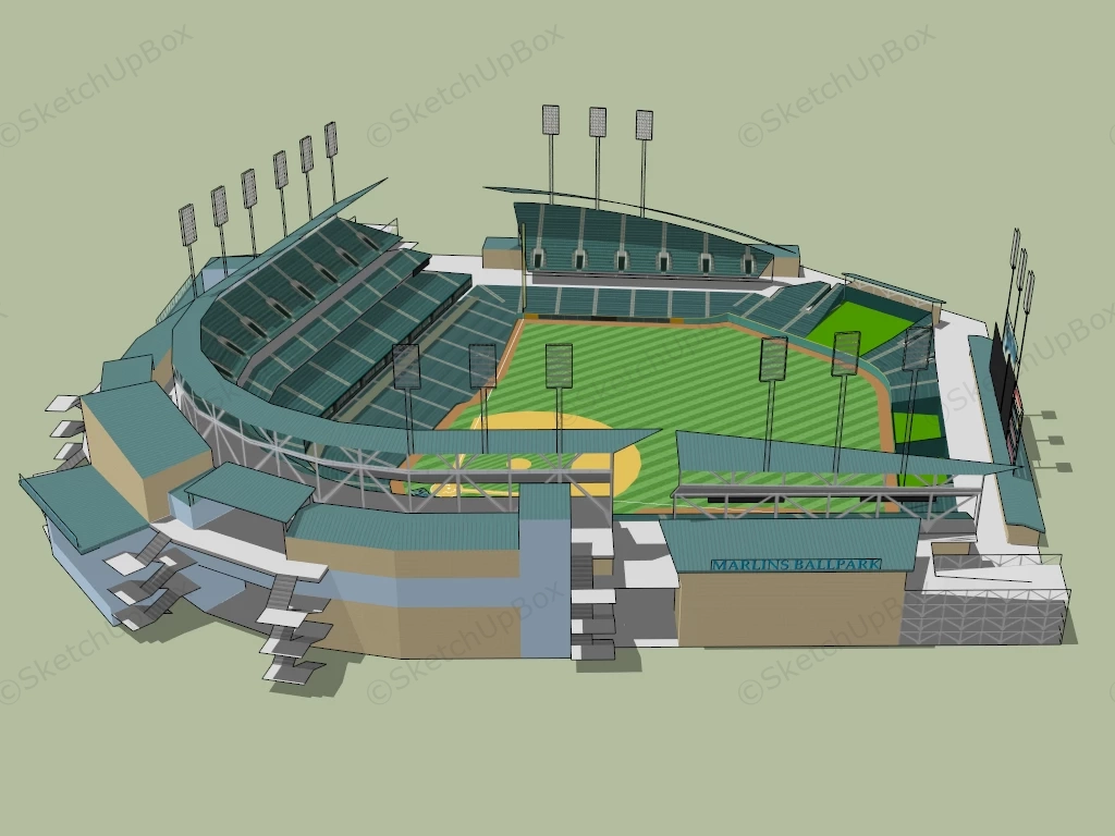 Baseball Field sketchup model preview - SketchupBox