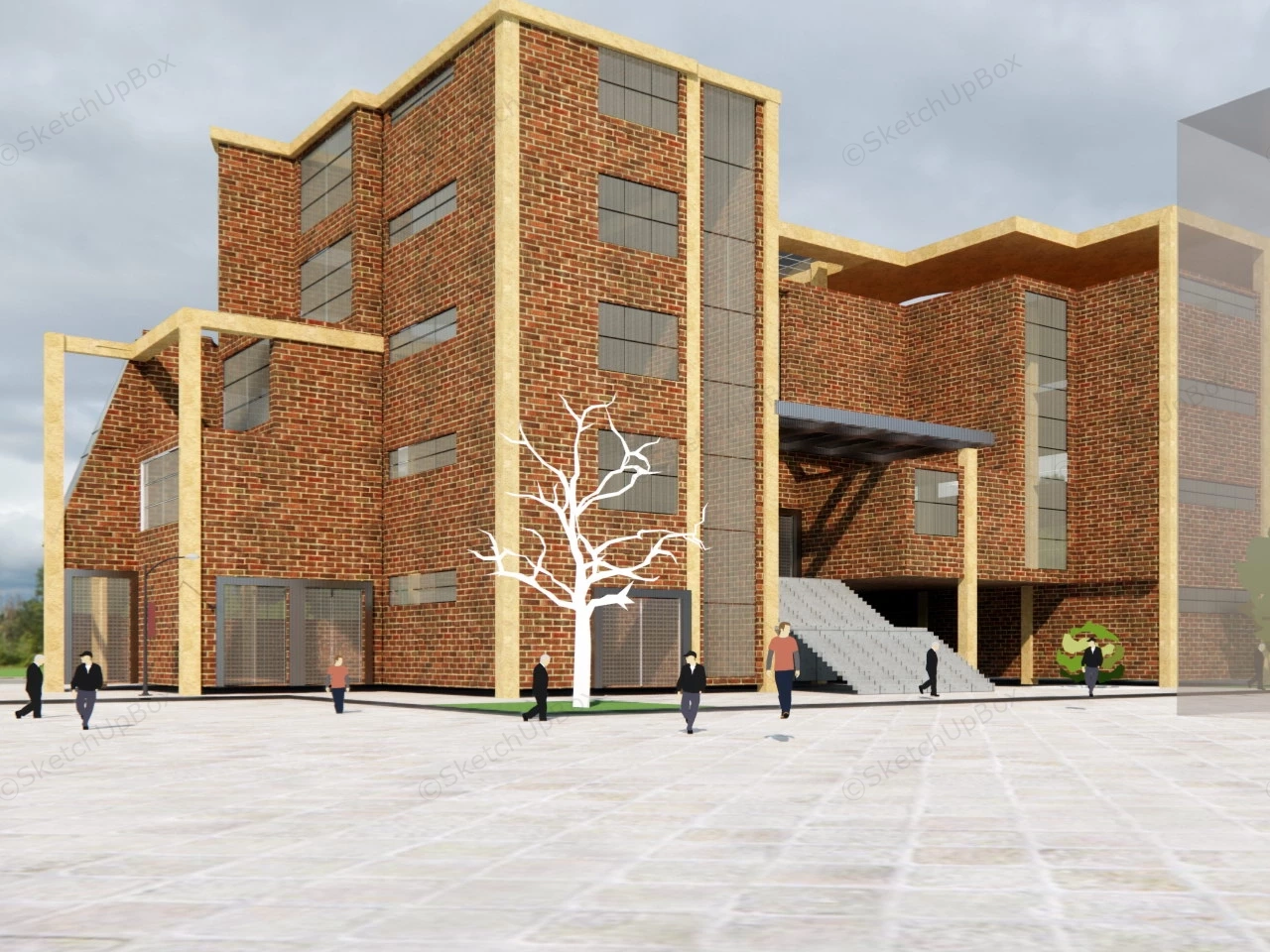 Old Red Brick Library Exterior sketchup model preview - SketchupBox