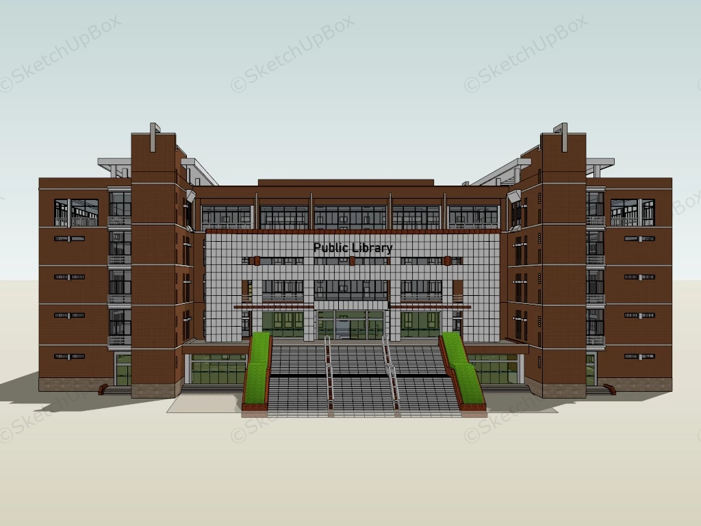 Public Library Design sketchup model preview - SketchupBox