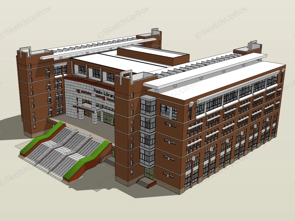 Public Library Design sketchup model preview - SketchupBox