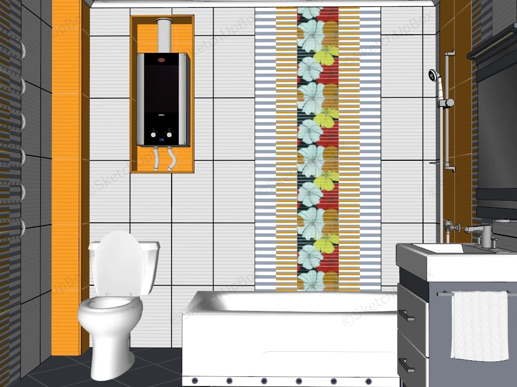 Orange Bathroom With Tub Ideas sketchup model preview - SketchupBox