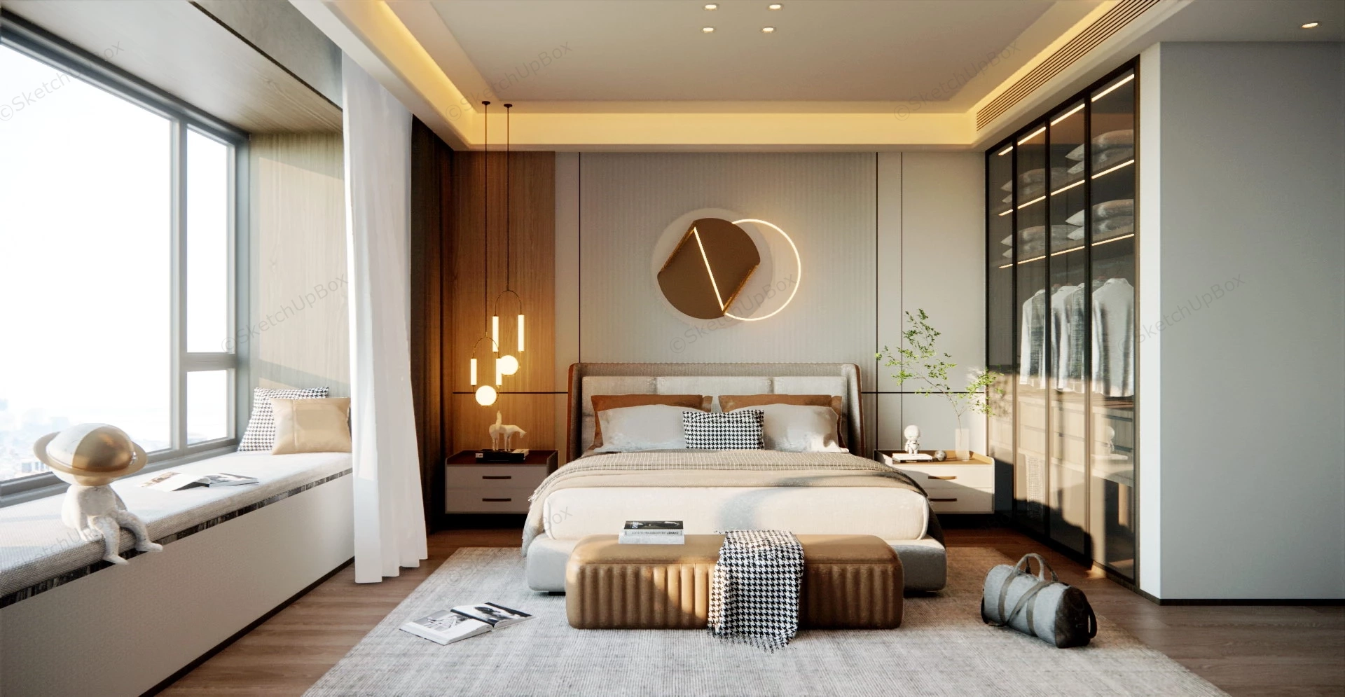 Modern Master Bedroom Interior Design sketchup model preview - SketchupBox