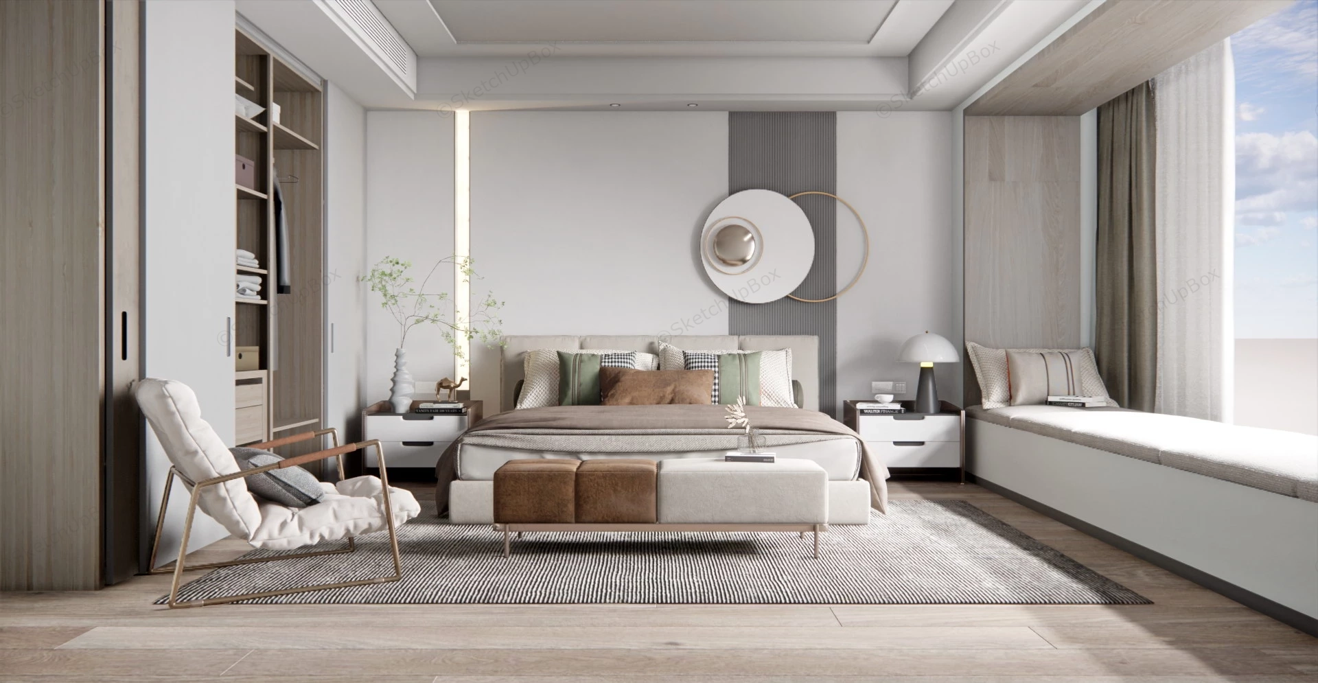 Modern Style Bedroom Design sketchup model preview - SketchupBox