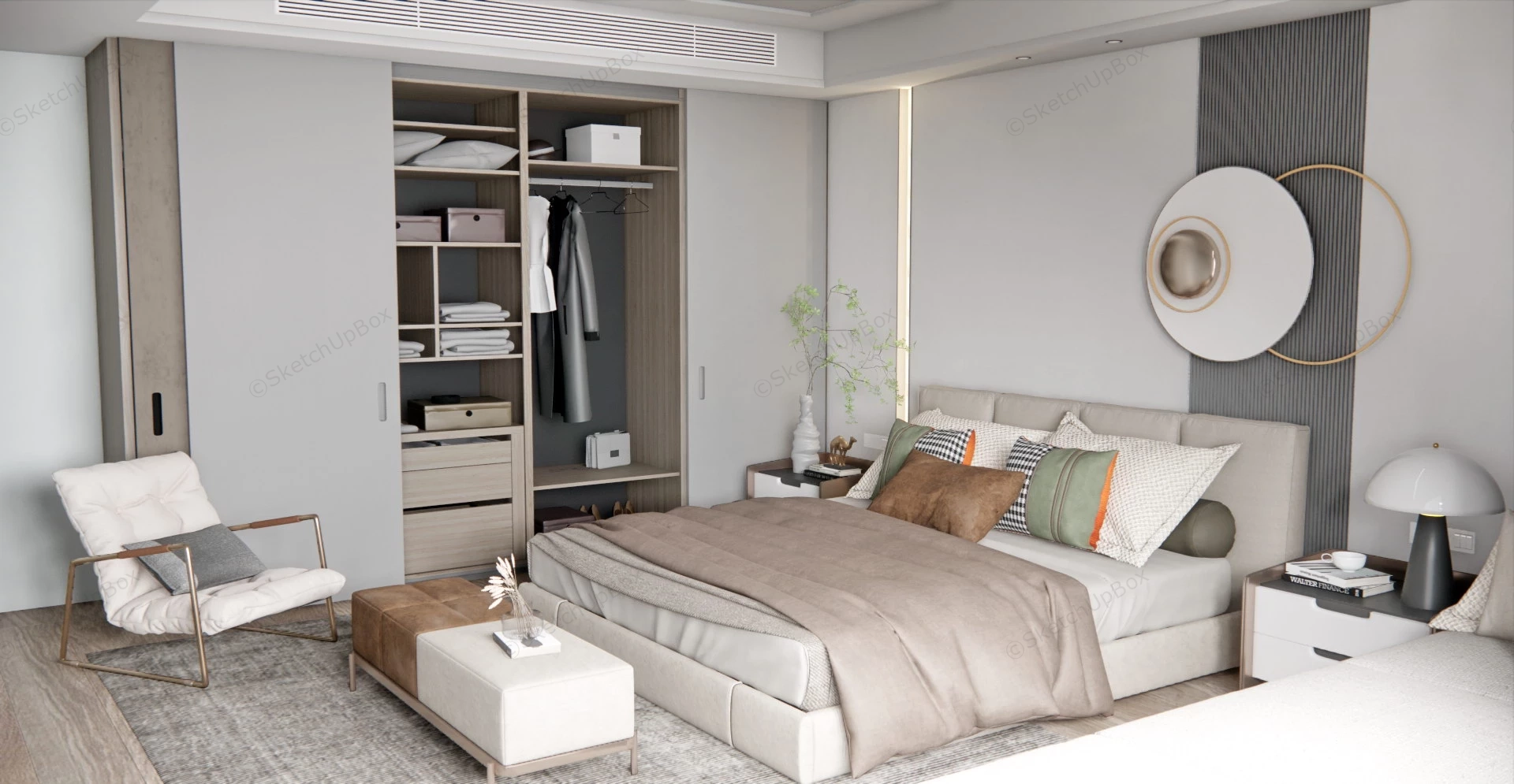 Modern Style Bedroom Design sketchup model preview - SketchupBox