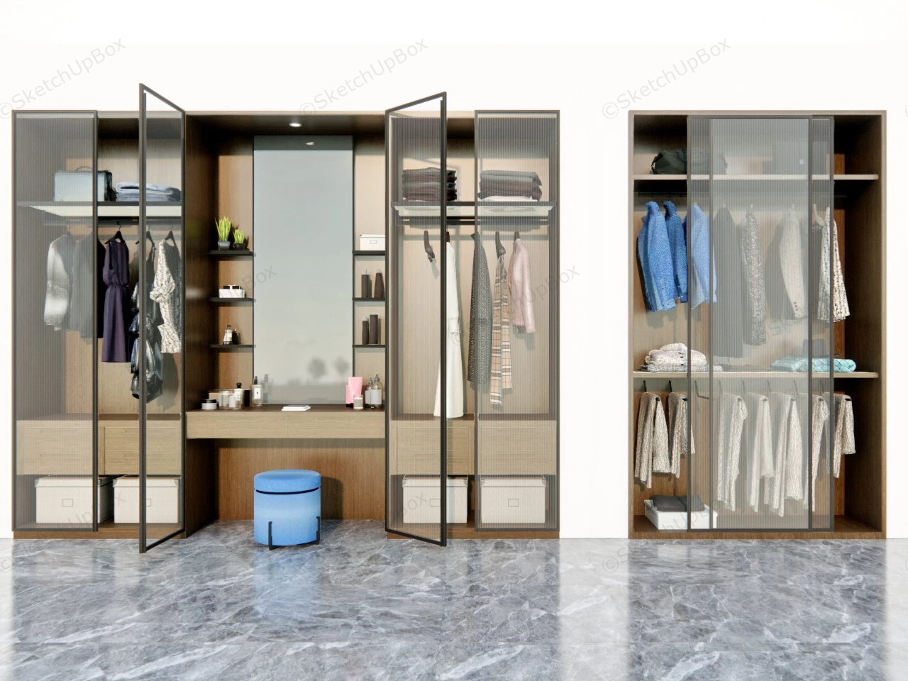 Built In Wardrobe Unit sketchup model preview - SketchupBox