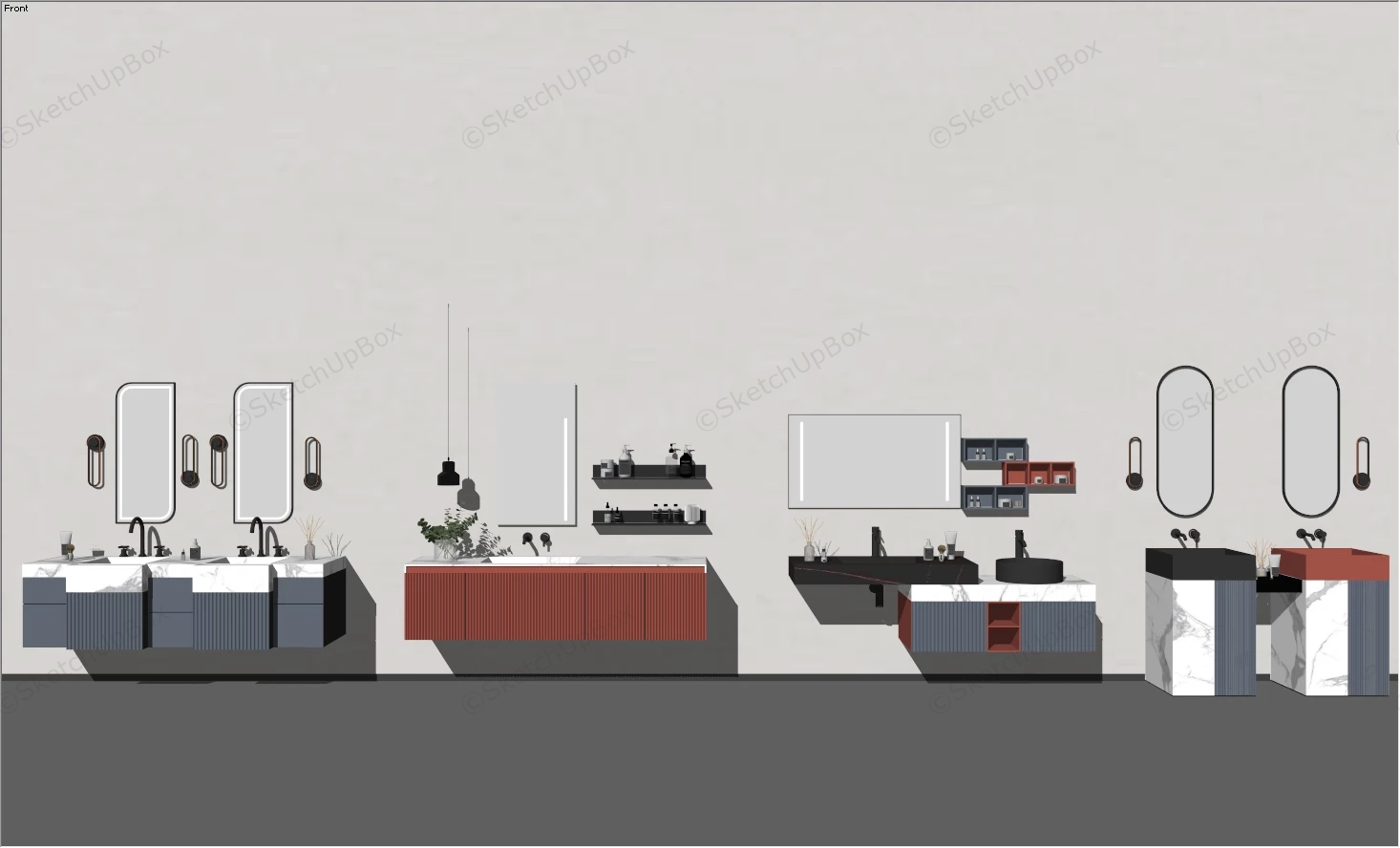 Bathroom Vanity Ideas Collection sketchup model preview - SketchupBox