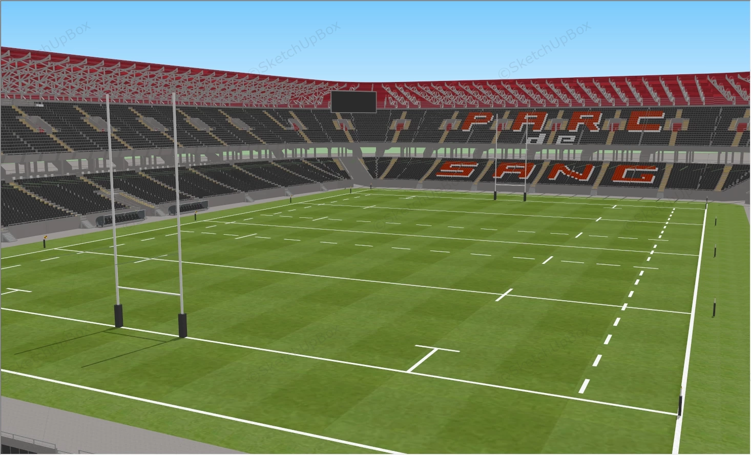 Football Field Stadium sketchup model preview - SketchupBox