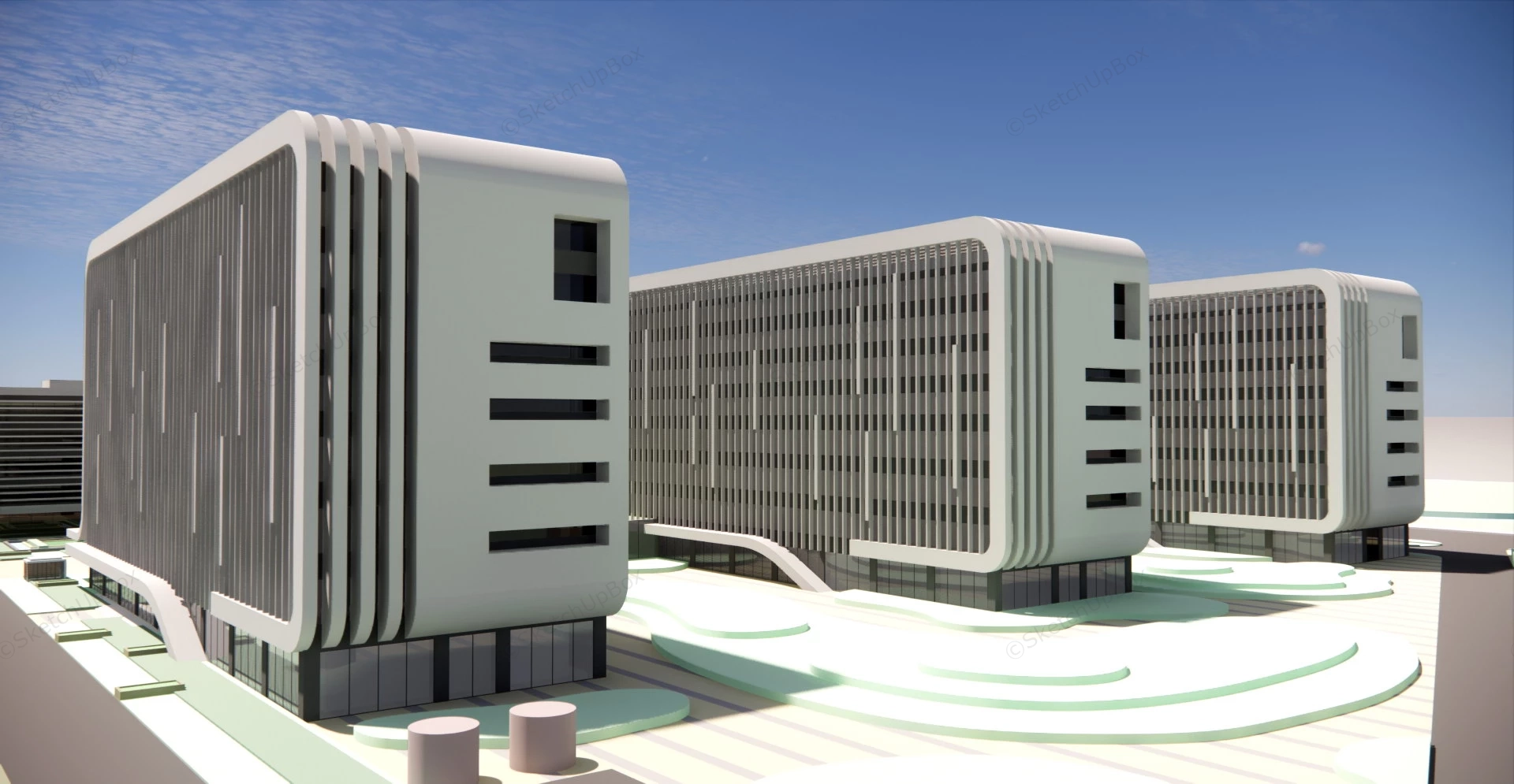 Large Hospital Building Design sketchup model preview - SketchupBox