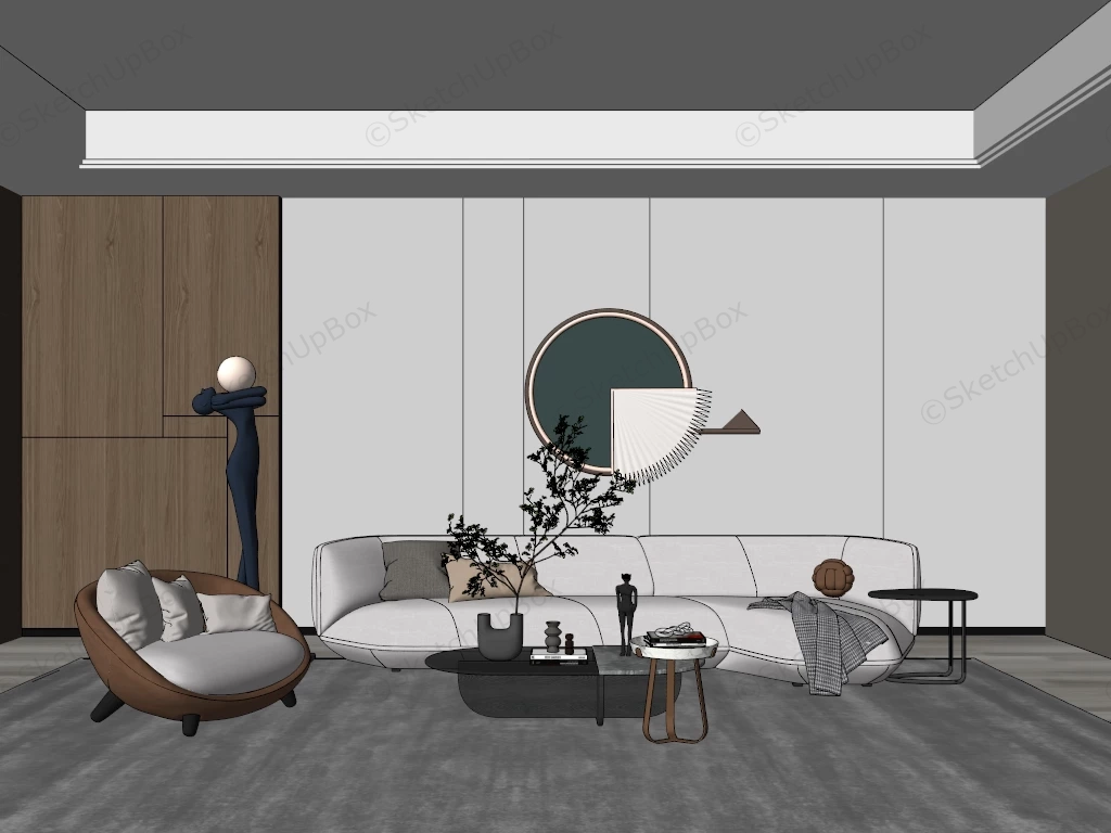 Mid Century Modern Living Room Ideas sketchup model preview - SketchupBox